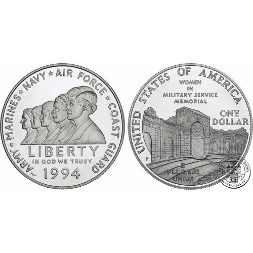 United States, 1 Dollar 1994, Women in Military Service Memorial