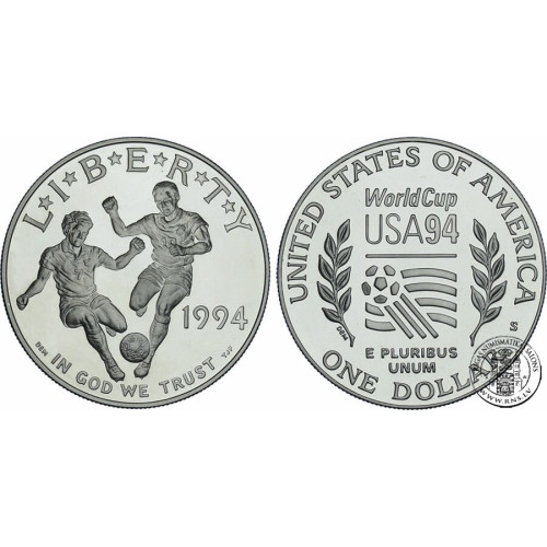 United States, 1 Dollar 1994, World Cup Soccer