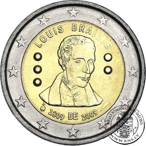 Belgium, 2 Euro 2009, 200th Anniversary of birth of Louis Braille