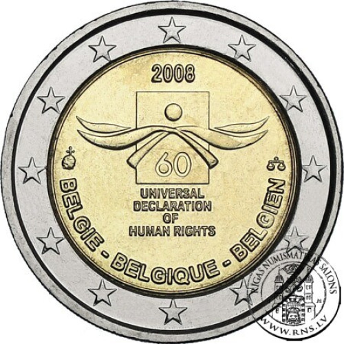 Belgium, 2 Euro 2008, 60th anniversary of the Universal Declaration of Human Rights