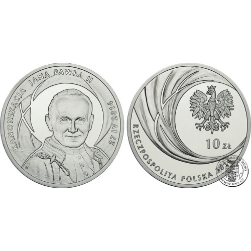 Poland, 10 Zlotych 2014, Canonisation of John Paul II