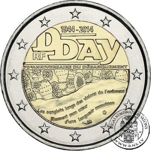 France, 2 Euro 2014, 70th Anniversary of the D-Day