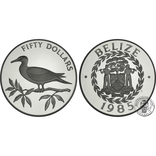 Belize, 50 Dollars 1985, Red-footed booby