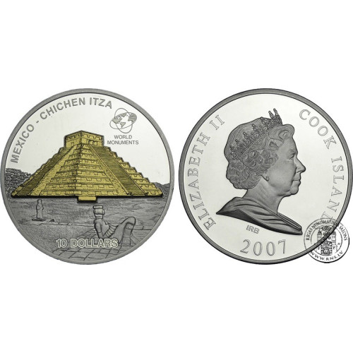 Cook Islands, 10 Dollars 2007, Chichen Itza