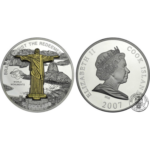 Cook Islands, 10 Dollars 2007, Statue of Christ the Redeemer