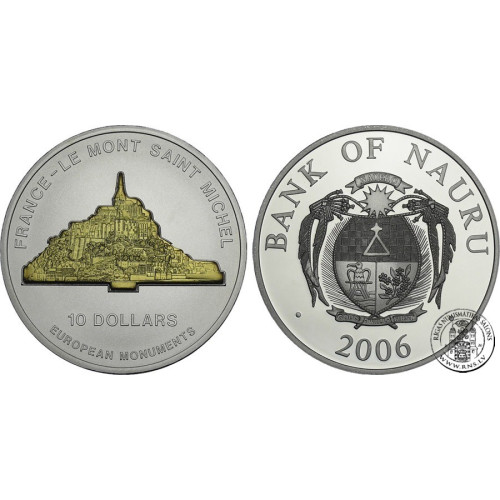 Nauru, 10 Dollars 2006, European monuments - Mont Saint-Michel - France