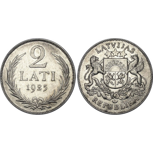 Latvian 2 Lats (1925, 1926)