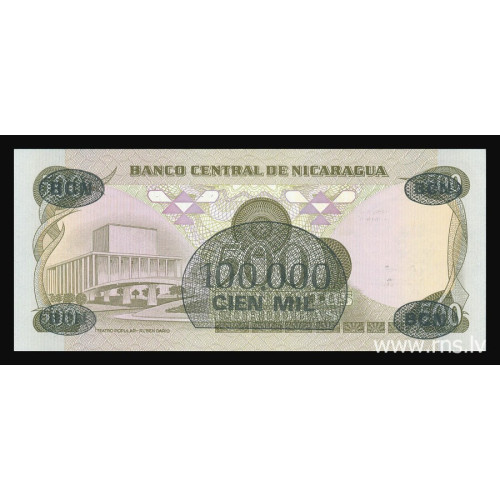 Nicaragua, 100000 Cordobas on 500 Cordobas 1987