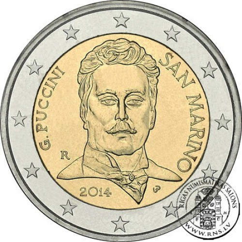 San Marino, 2 Euro 2014, 90th Anniversary of the Death of Giacomo Puccini