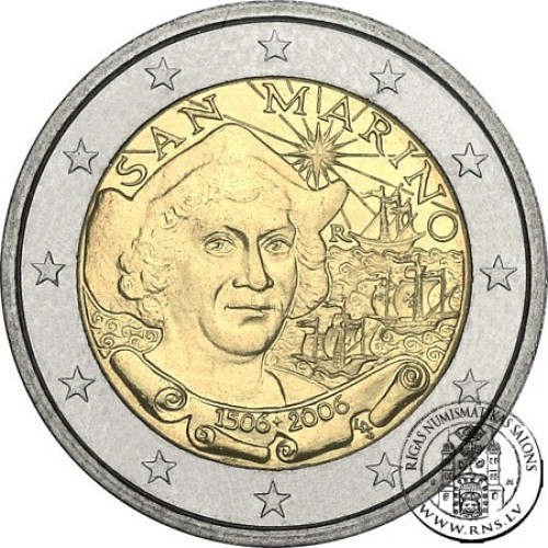 San Marino, 2 Euro 2006, 500th Anniversary of the Death of Christopher Columbus