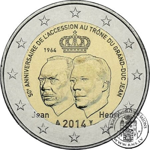 Luxembourg, 2 Euro 2014, 50th Anniversary of the Accession to the Throne of Grand Duke Jean