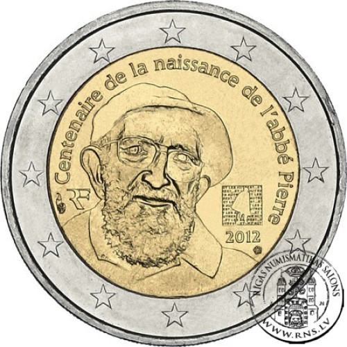 France, 2 Euro 2012, 100th Anniversary of Abbé Pierre’s birth