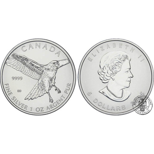 Canada, 5 Dollars 2015, Red-Tailed Hawk