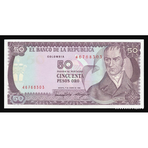 Colombia, 50 Pesos Oro 1986