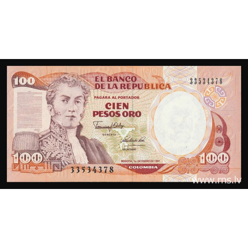 Colombia, 100 Pesos Oro 1991