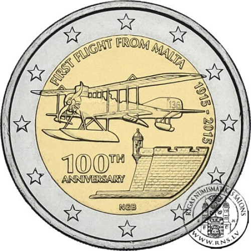 Malta, 2 Euro 2015, 100th Anniversary of the First Flight of Malta