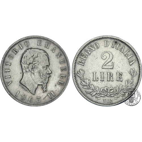 Italy, 2 Lire 1863 N BN