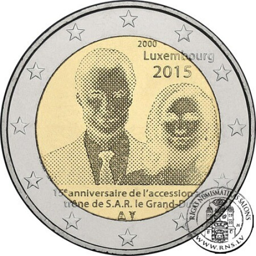 Luxembourg, 2 Euro 2015, 15th Anniversary of the Accession to the Throne of Grand Duke Henri