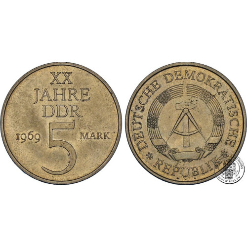 Germany Democratic Republic, 5 Mark 1969, 20th Anniversary of D.D.R.