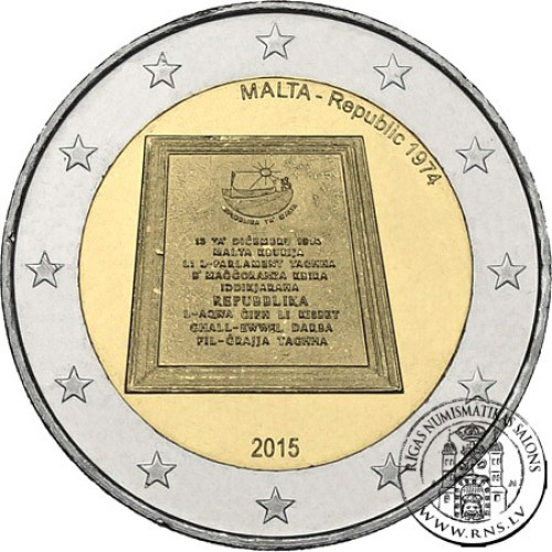 Malta, 2 Euro 2015, Republic of Malta 1974