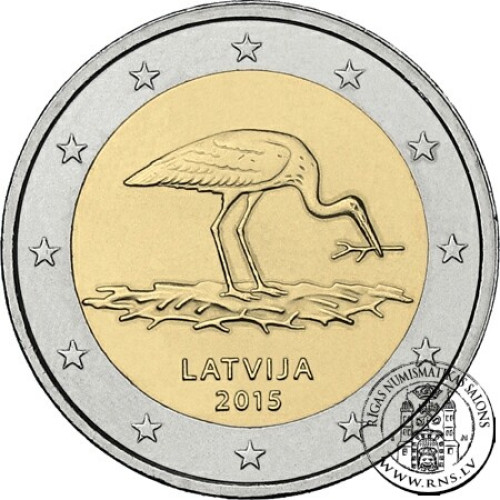 Latvia, 2 Euro 2015, The Stork