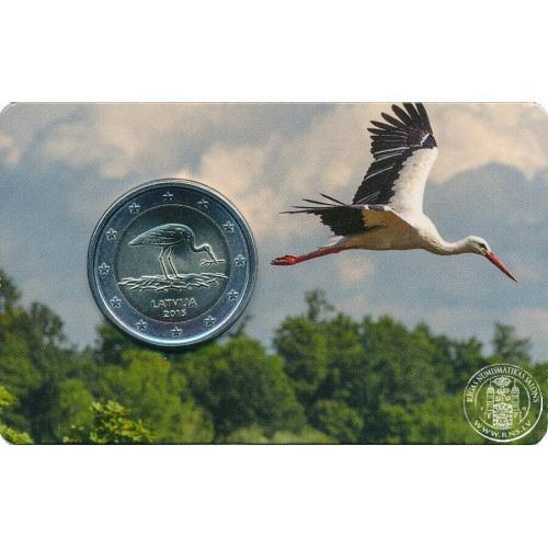 Latvia, 2 Euro 2015, Stork (BU) (coincard)