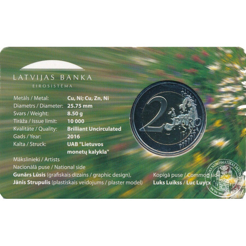 Latvia, 2 Euro 2016, Gotiņa (BU) (coincard)