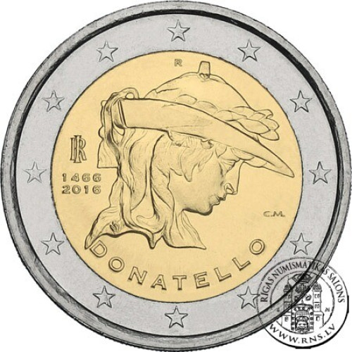 Italy, 2 Euro 2016, 550th Anniversary of the death of Donatello