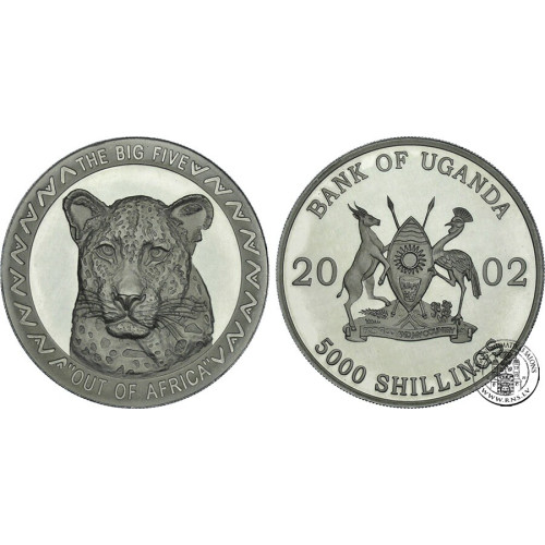 Uganda, 5000 Shillings 2002, The Big Five - Leopard