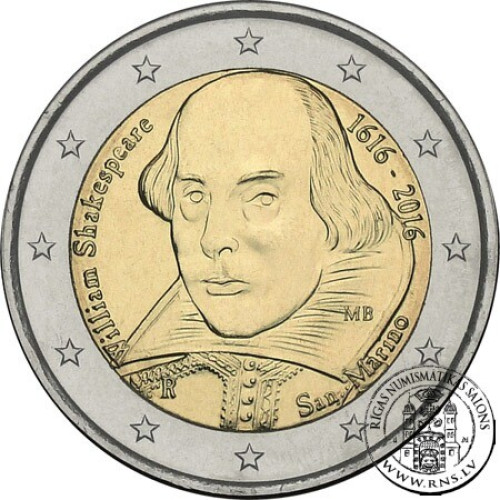 San Marino, 2 Euro 2016, William Shakespeare