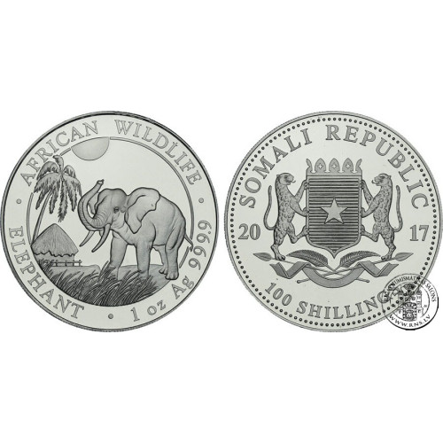 Somalia, 100 Shillings 2017, Elephant (1 Oz)