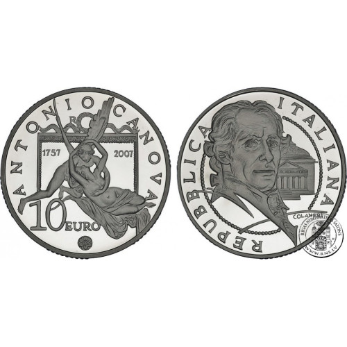 Italy, 10 Euro 2007, Antonia Canova - Sculpture Eros and Psyche