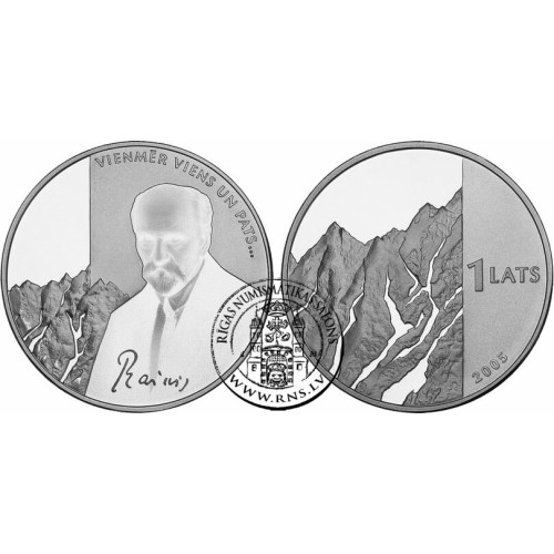 Latvia, 1 Lats 2005, People - Rainis