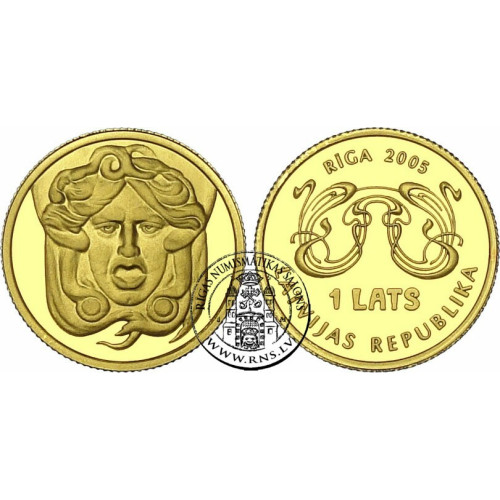 Latvia, 1 Lats 2005, Art Nouveau - Riga (1/25 Oz)