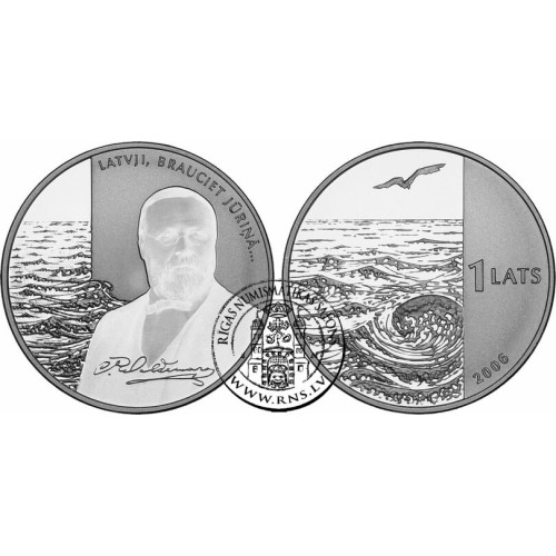 Latvia, 1 Lats 2006, People - Krisjanis Valdemars