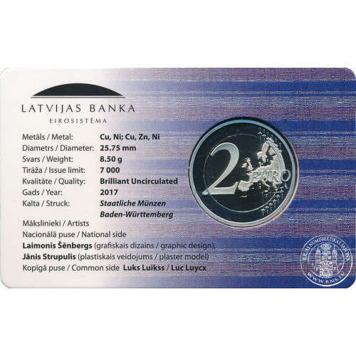 Latvija, 2 Euro 2017, Latgale (BU) (coincard)