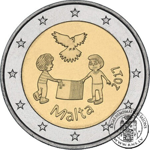 Malta, 2 Euro 2017, From children with solidarity: Peace