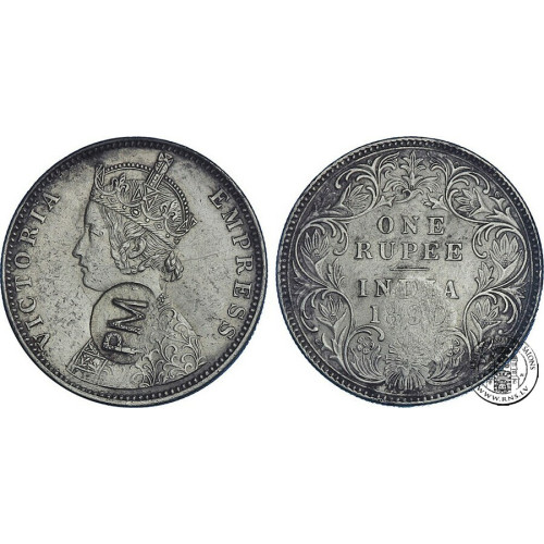 Mozambique, 1 Rupee 1890, countramarked on India