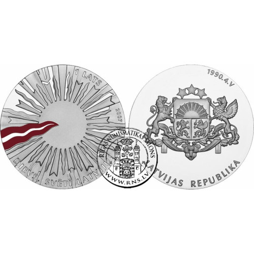 Latvia, 1 Lats 2007, State - Rebirth of the State