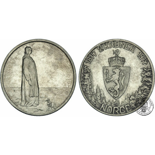 Norway, 2 Kroner 1914, Constitution centennial