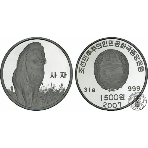 Korea North, 1500 Won 2007, Lion (1 Oz)