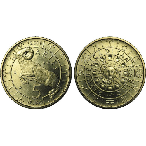 San Marino, 5 Euro 2018, Zodiac - Aries