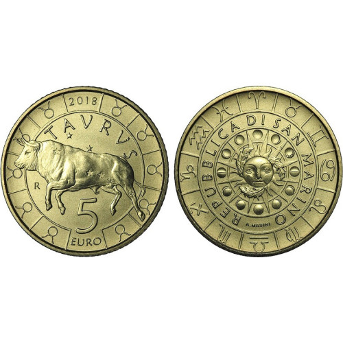 San Marino, 5 Euro 2018, Zodiac -Taurus