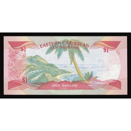 East Caribbean States, 1 Dollar 1988, Ovpt. U (without Anguilla)