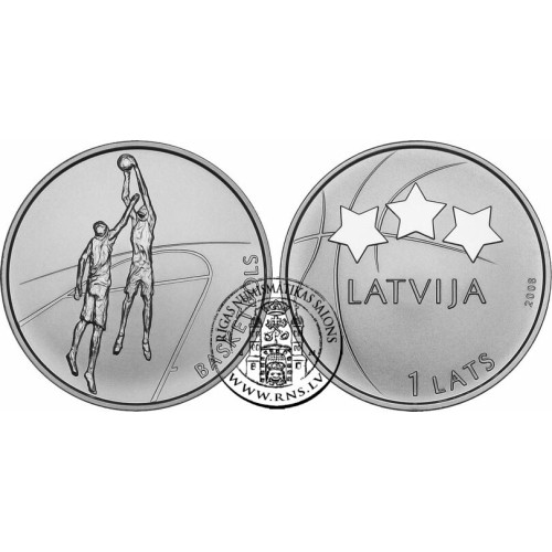 Latvia, 1 Lats 2008, Basketball