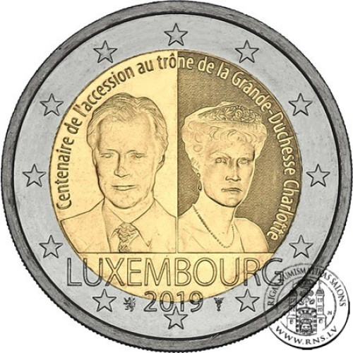 Luxembourg, 2 Euro 2019, 100th Аnniversary - Accession of Grand Duchess Charlotte's to the Throne