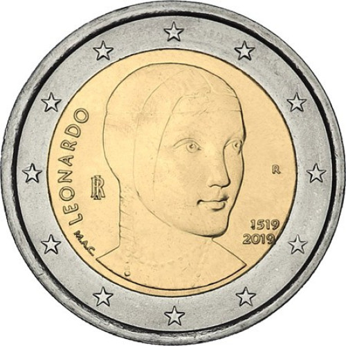 Italy, 2 Euro 2019, Leonardo da Vinci