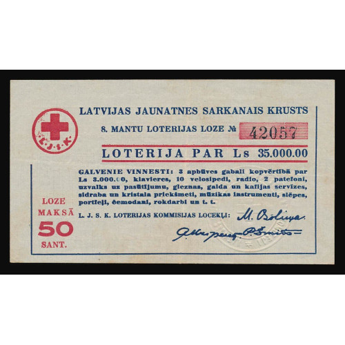 Latvijas Jaunatnes Sarkanais Krusts, 1932, 50 santīmi, No 42057