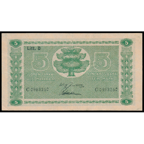 Finland, 5 Markkaa 1939, C 0963250 (Litt.D)