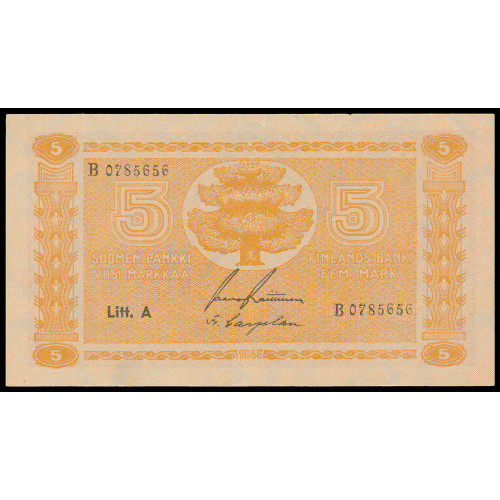 Finland, 5 Markkaa 1945, B 0785656 (Litt.A)